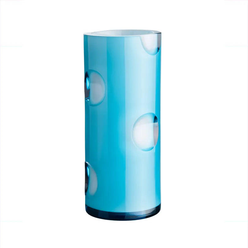 hellblaue Zylindervase von OertelCrystal