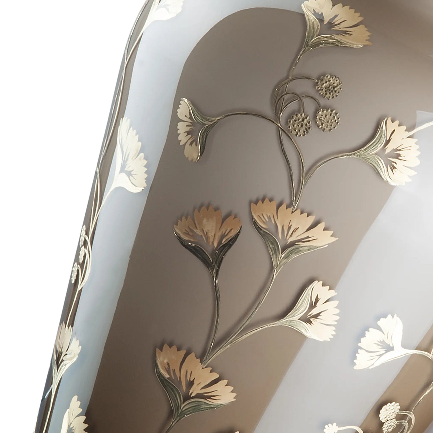 Detailaufnahme Ginkgo Vase handbemalt mit Gold - OertelCrystal