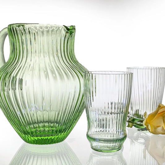 Set- Krug und Gläser aus Kristallglas, mundgeblasen