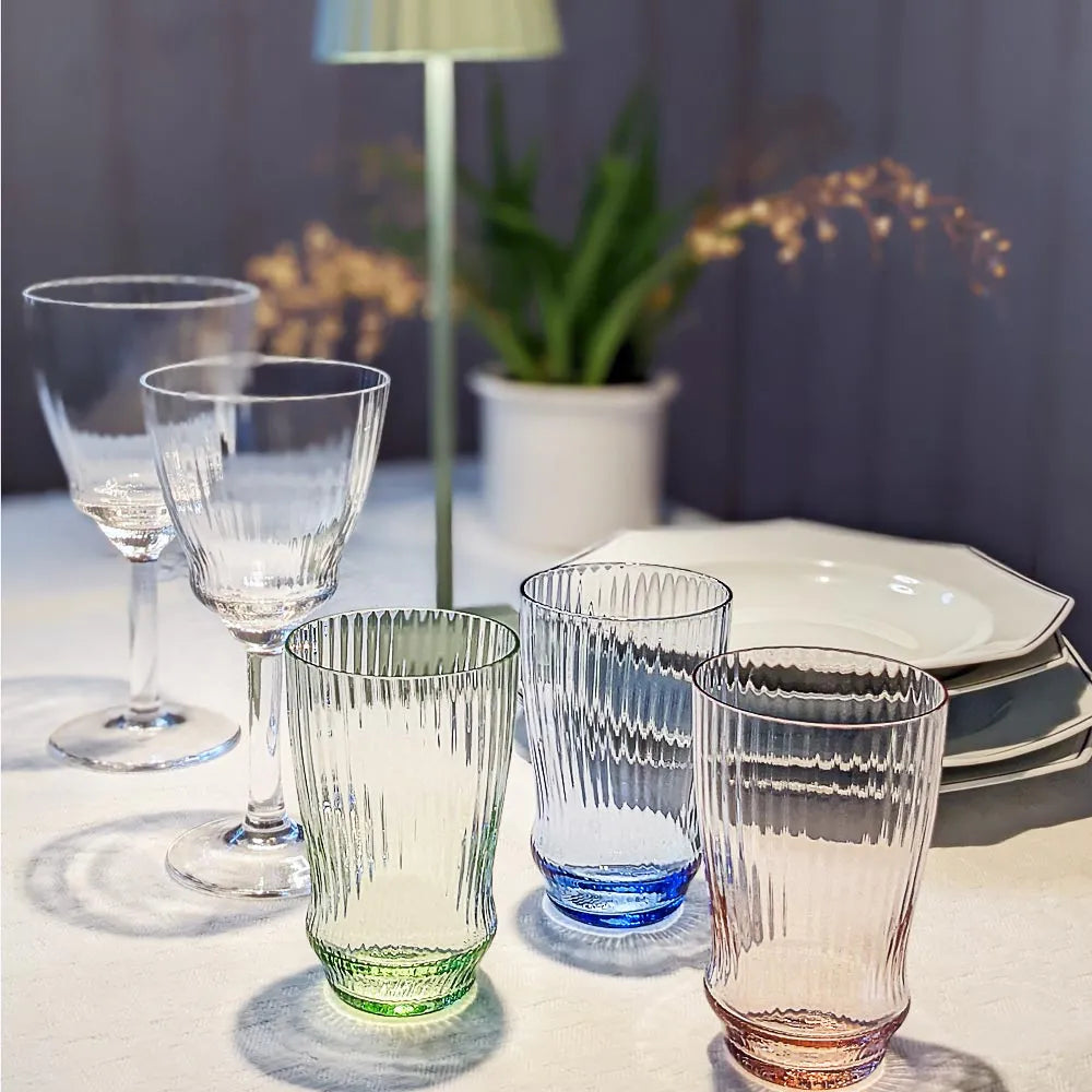 bunte Kristall Gläser Maria, mundgeblasen. OertelCrystal